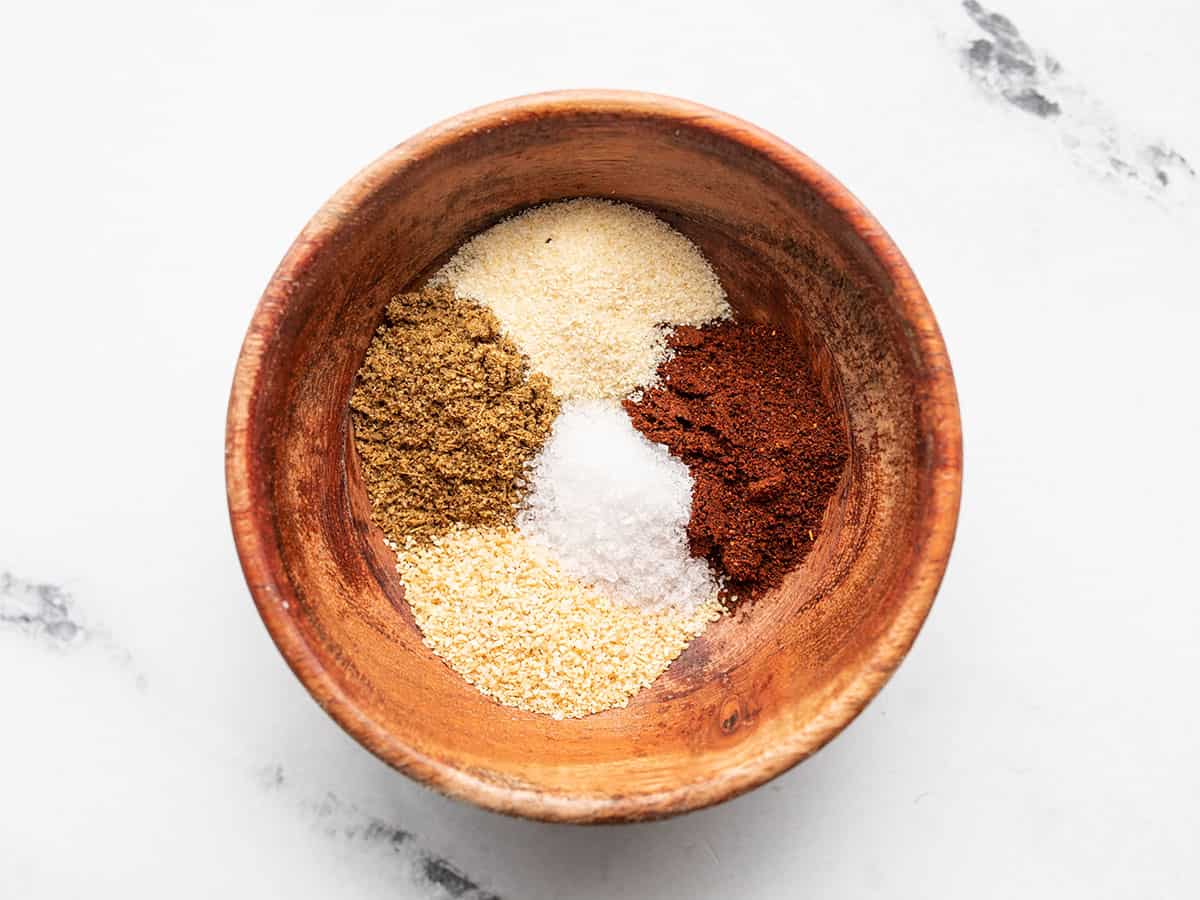 Spices in a wooden bowl