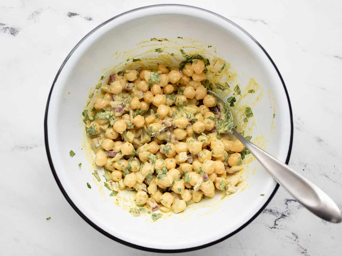 Finished curry chickpea salad