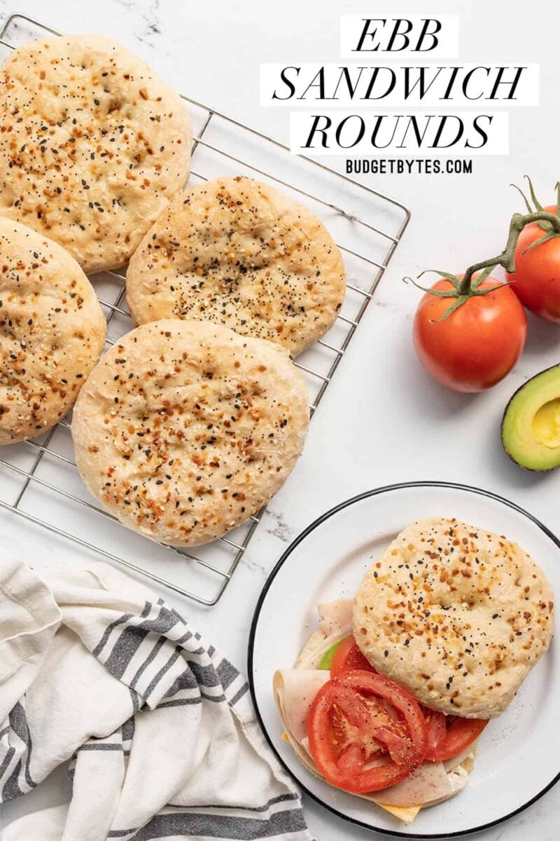 Everything Bagel Seasoning Sandwich Rounds with a sandwich on a plate