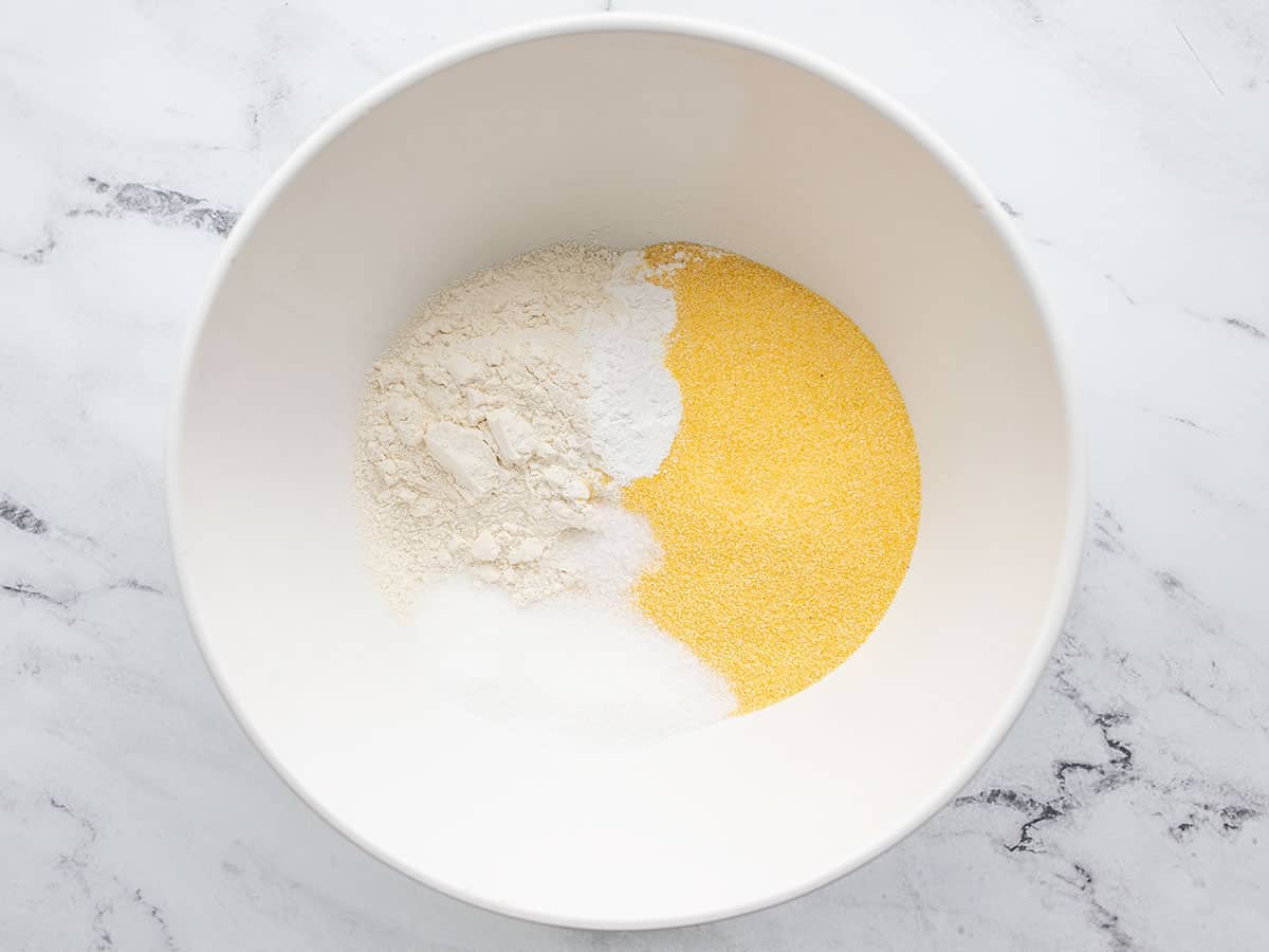 cornbread dry ingredients in a bowl