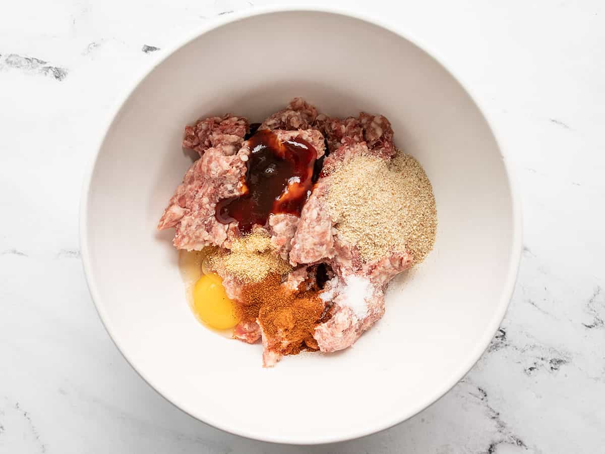 meatball ingredients in a bowl