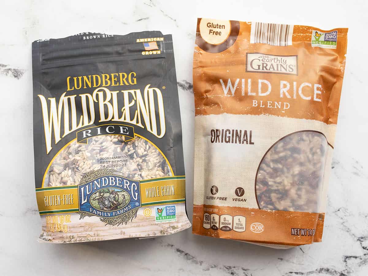 two packages of wild rice blend