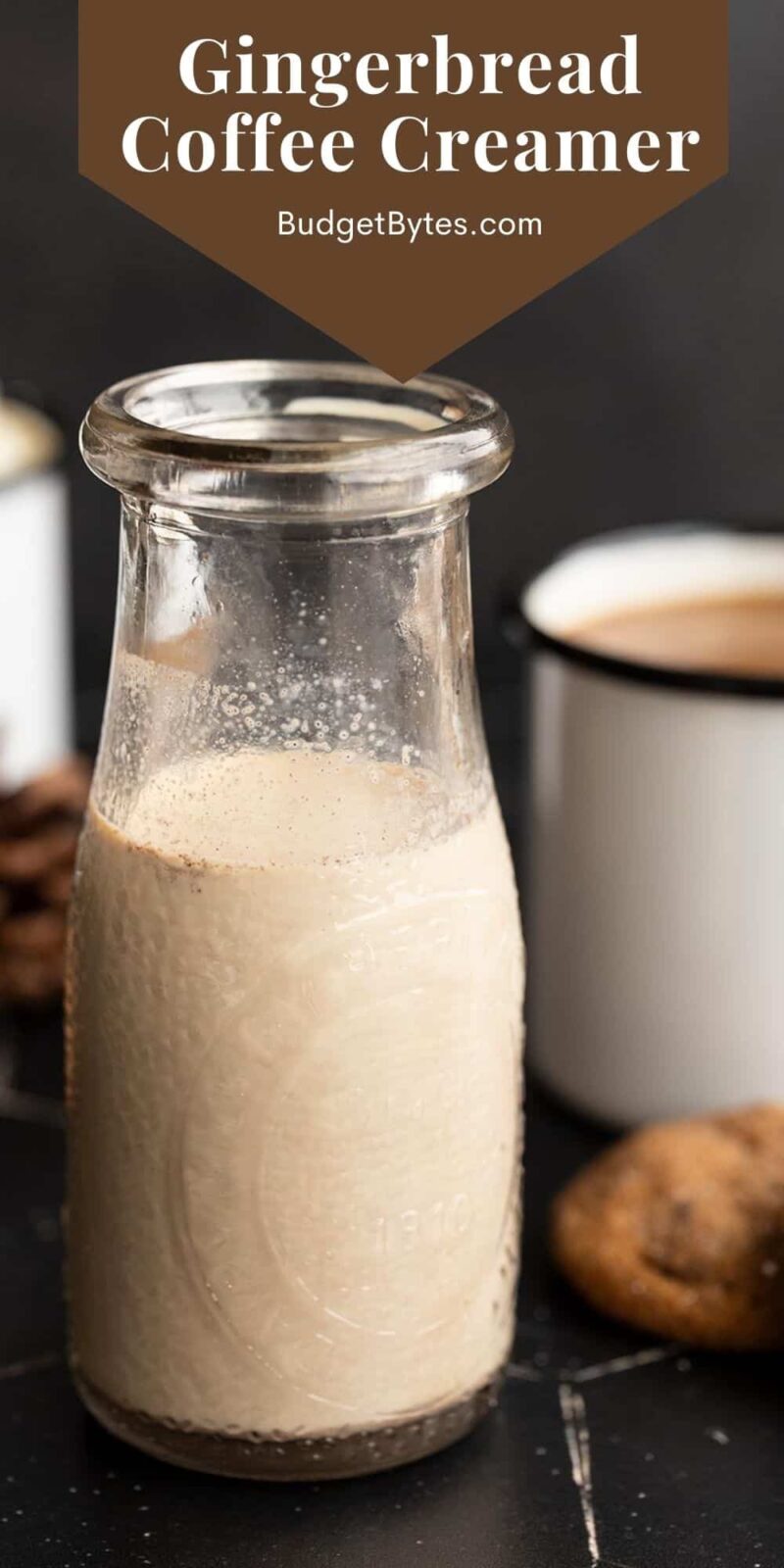 coffee creamer in a glass caraffe, title text at the top