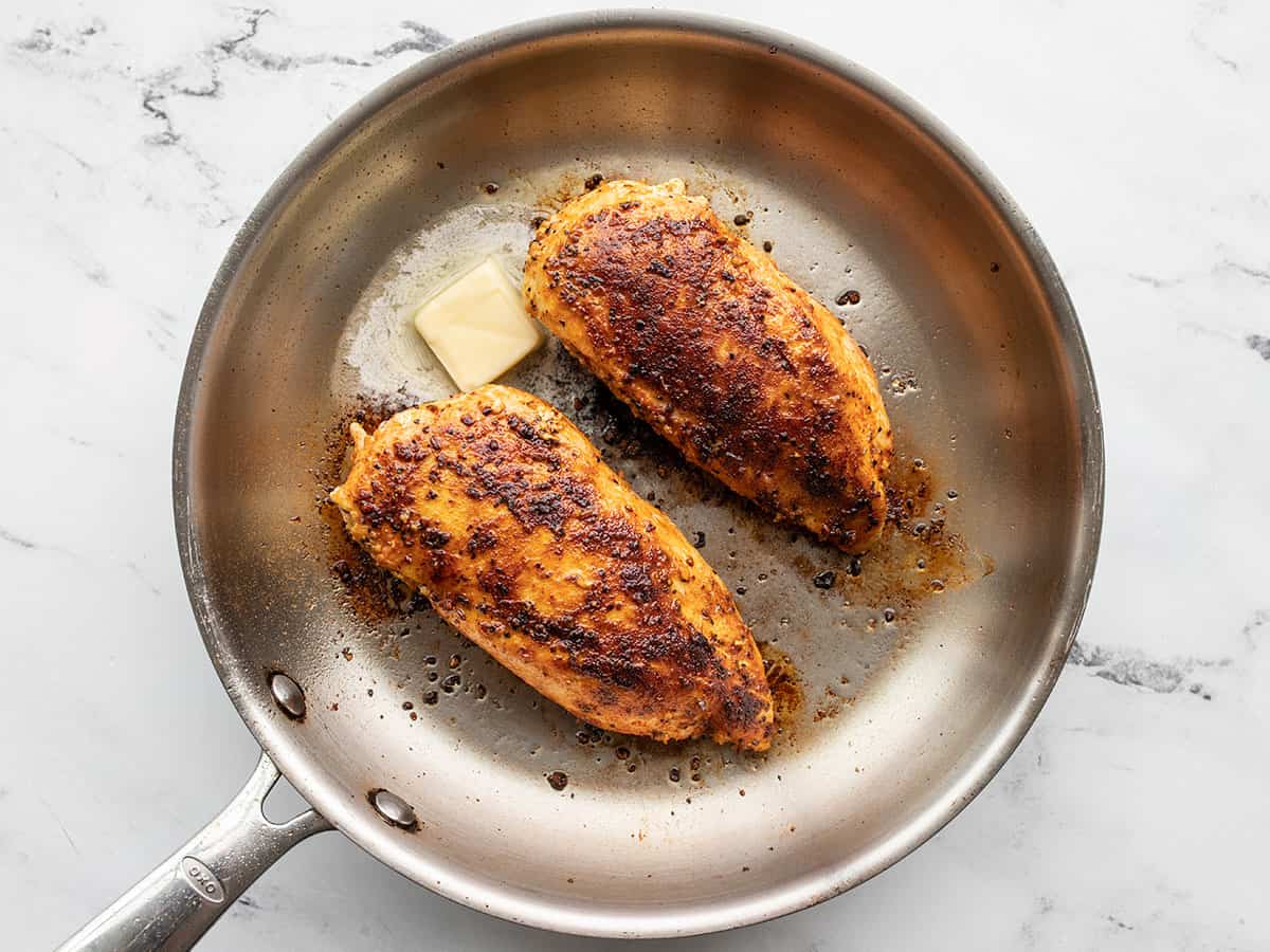 Butter added to the skillet