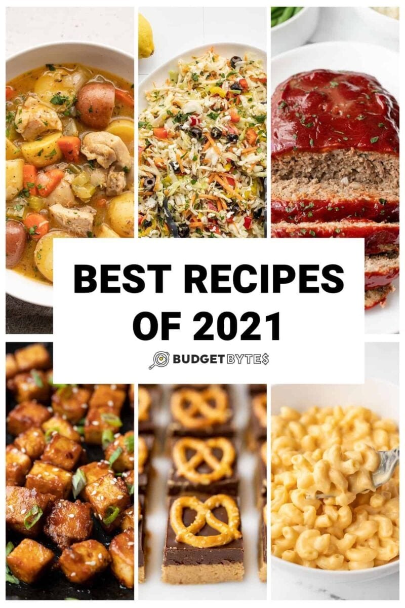 Collage of recipe images with title text in the center