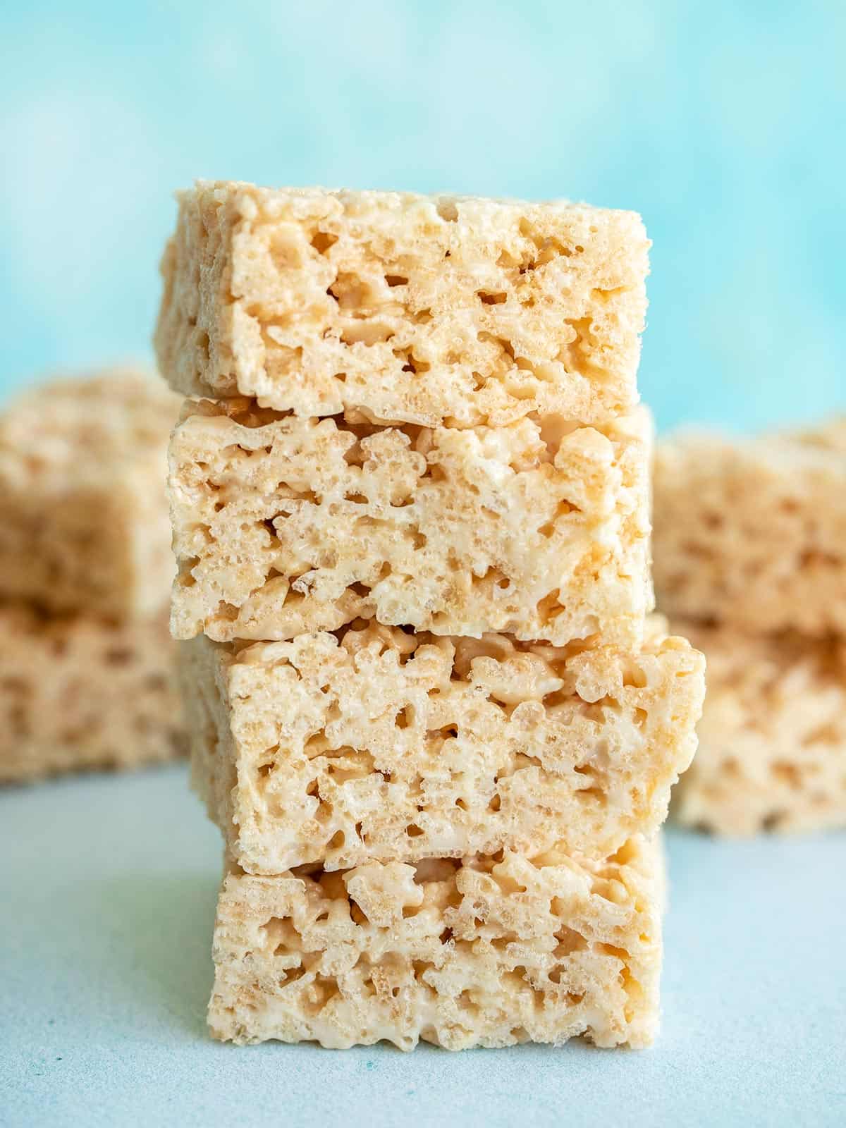 A stack of homemade rice krispie treats