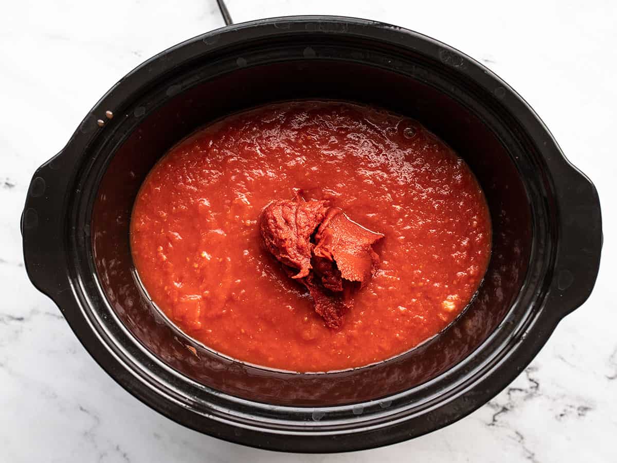 Tomatoes added to slow cooker