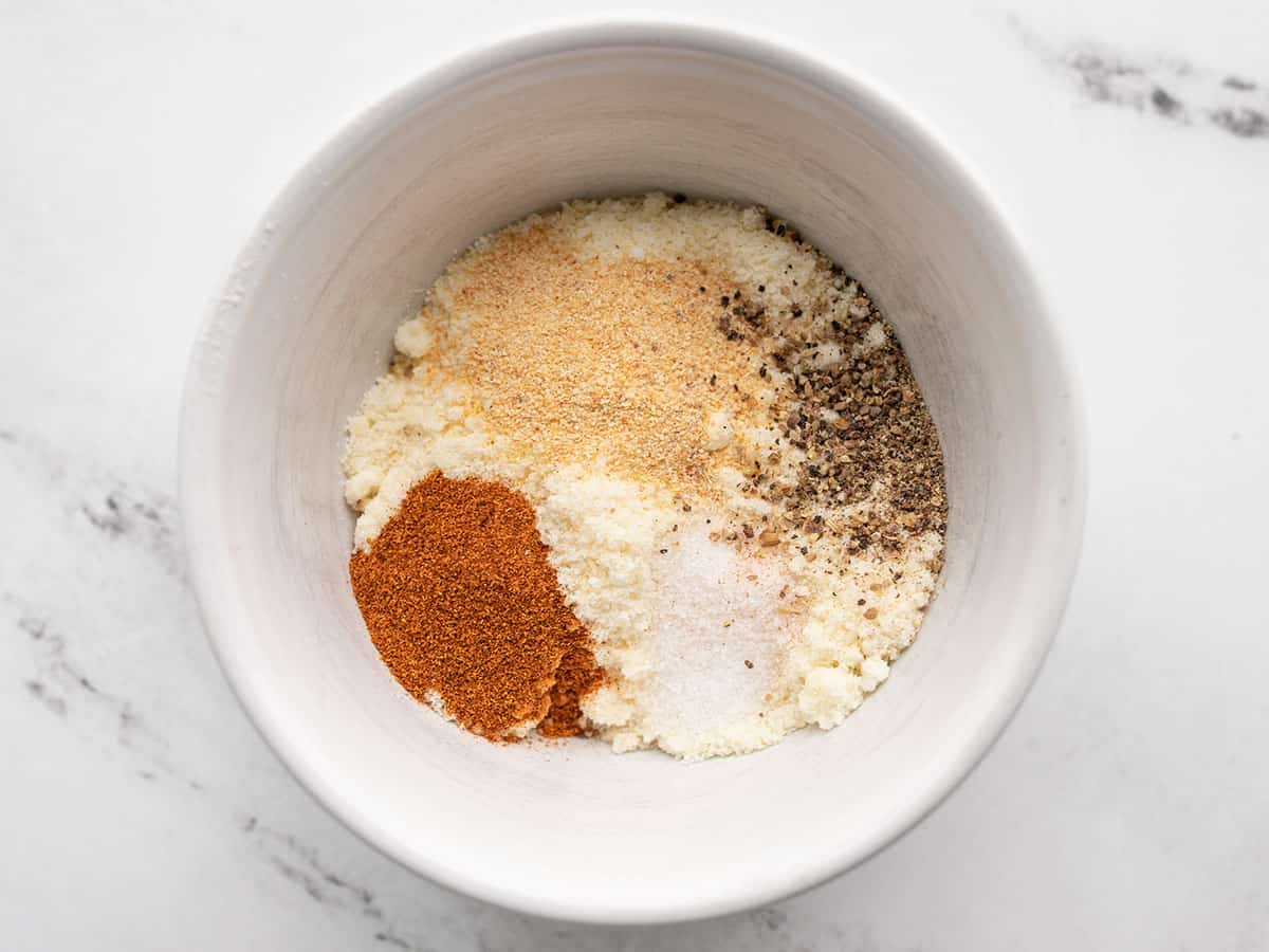 Parmesan and spices in a bowl