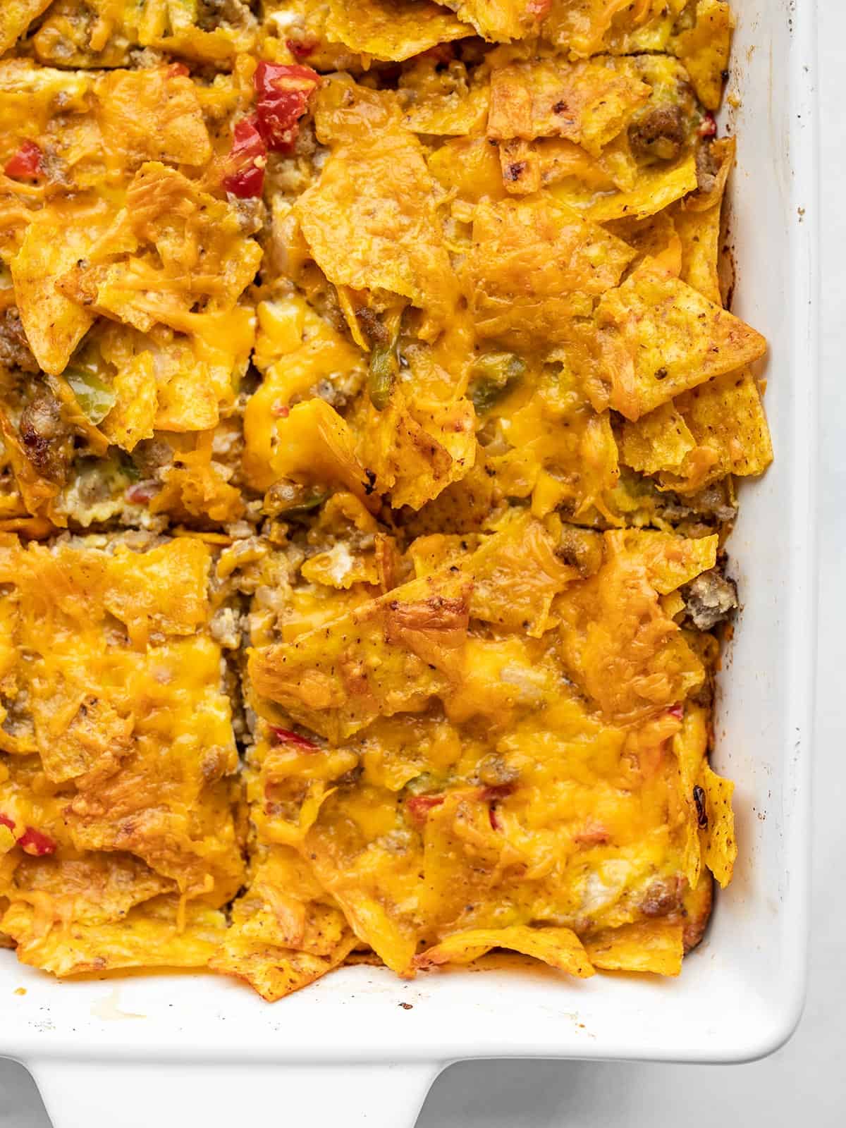 Overhead view of a breakfast casserole