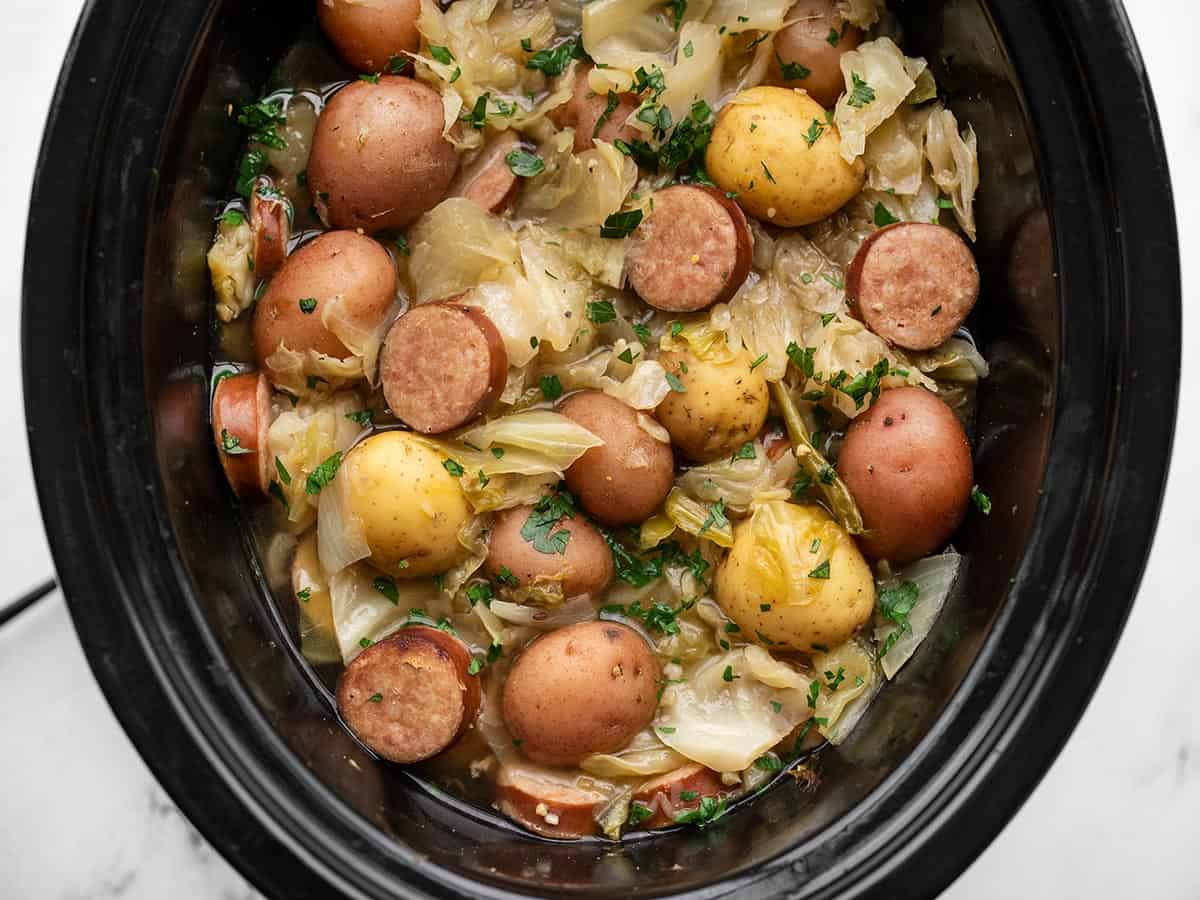 Slow Cooker Cabbage and Sausage