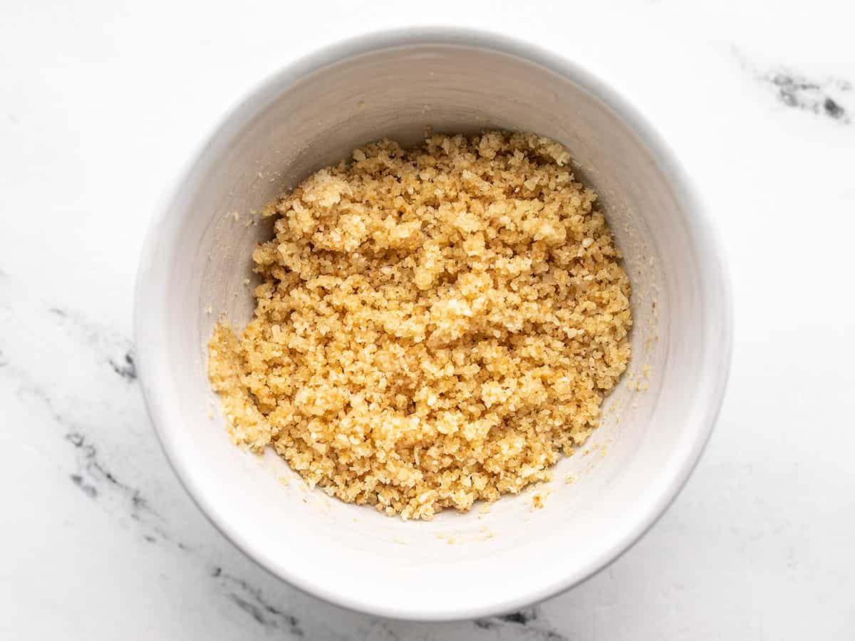 Parmesan breadcrumb topping in a bowl