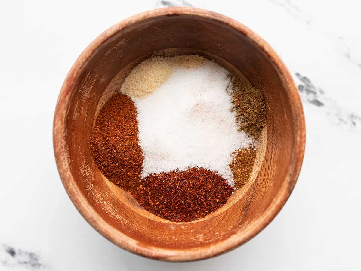 Spices for fajita seasoning in a bowl
