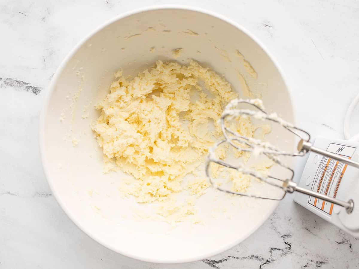 whipped butter and cream cheese in a bowl.