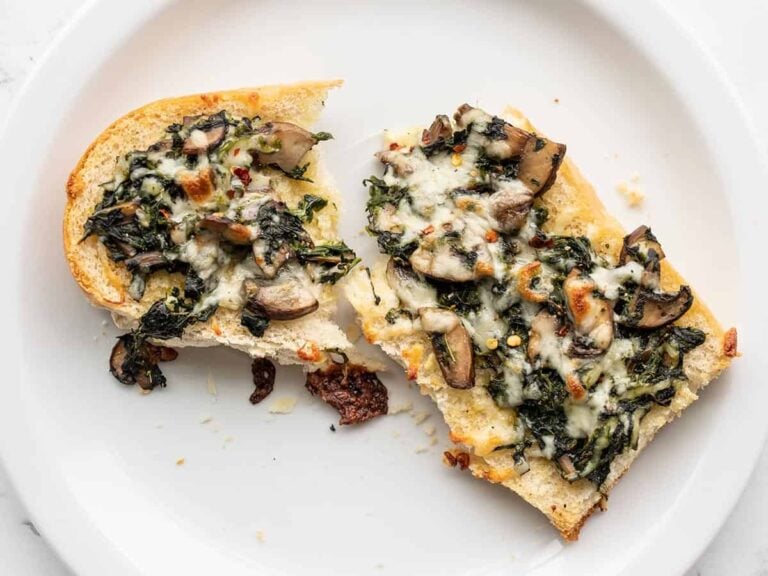 Spinach Mushroom French Bread Pizzas - Budget Bytes