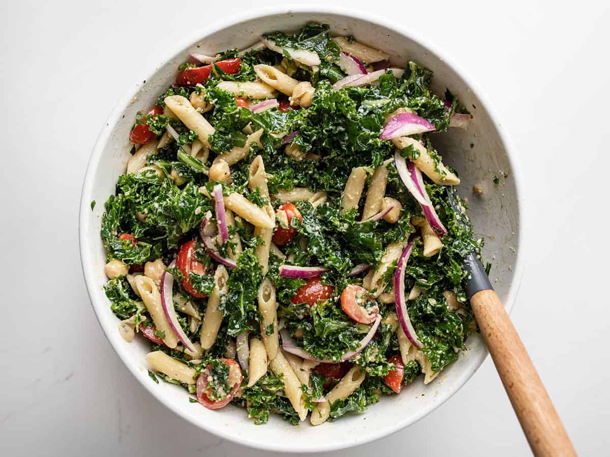 Finished kale pasta salad.