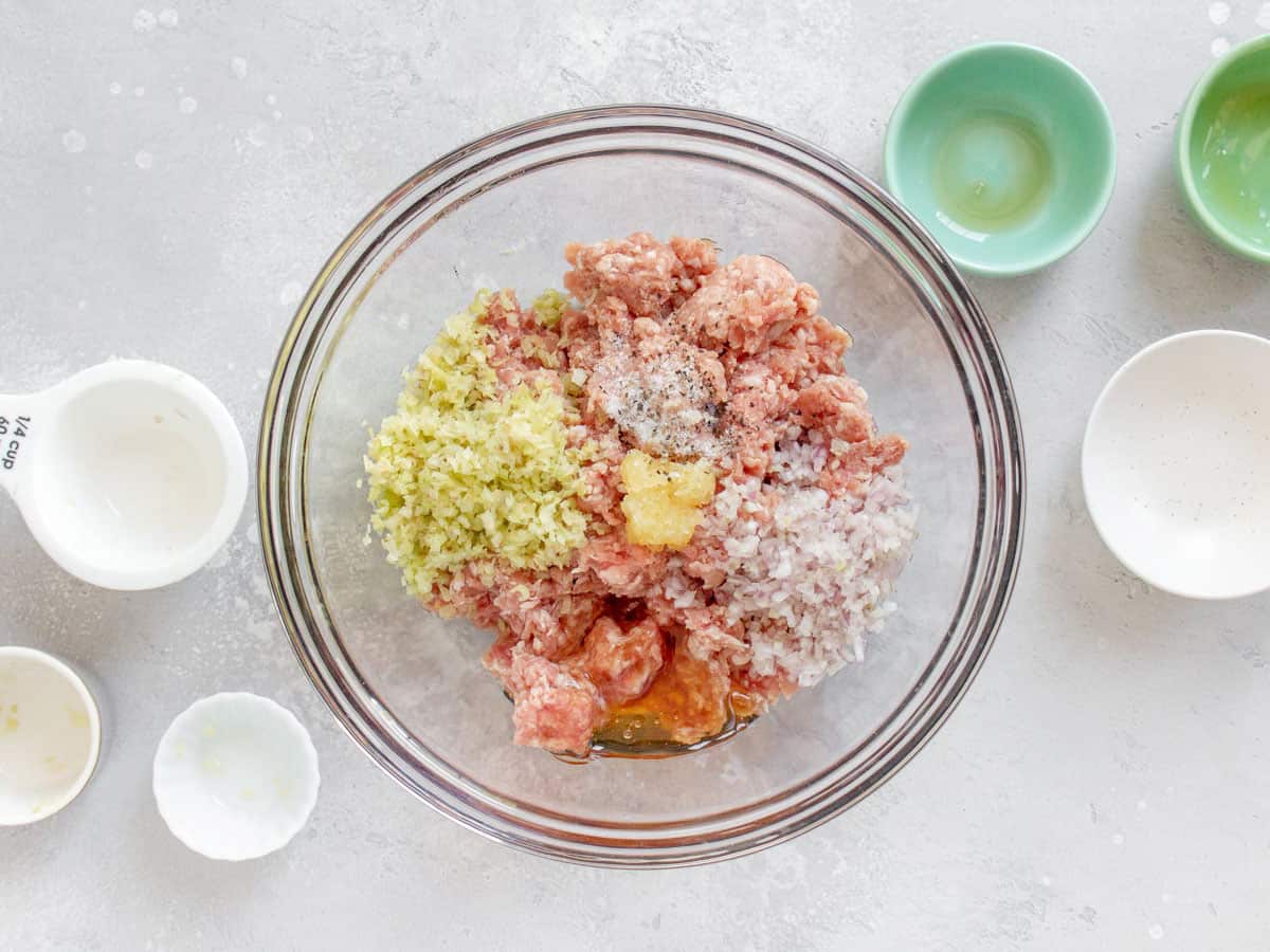 Meatball ingredients in a bowl.