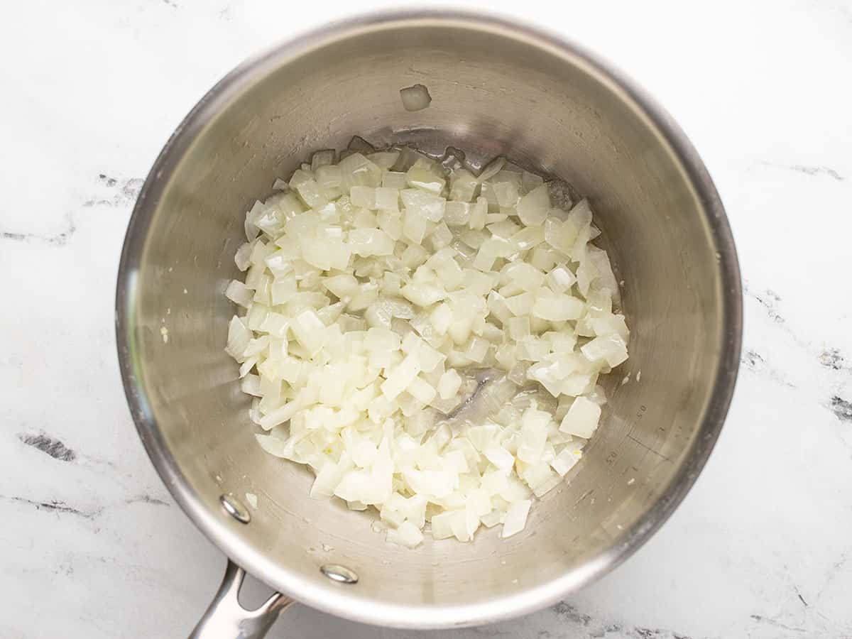 sautéed onion and garlic in the pot.