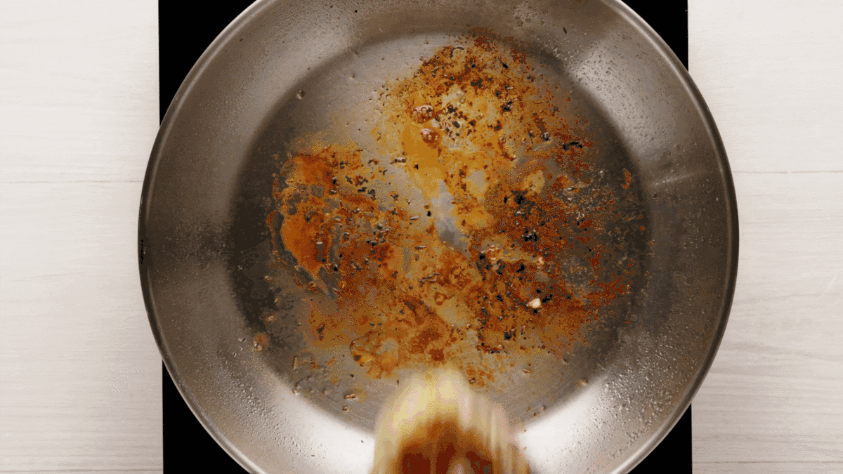 Butter and minced garlic in the skillet.