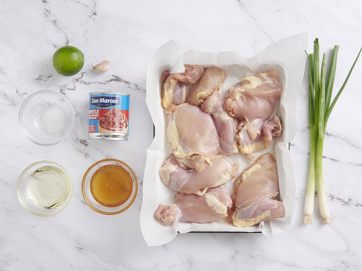 The ingredients for chipotle honey chicken.