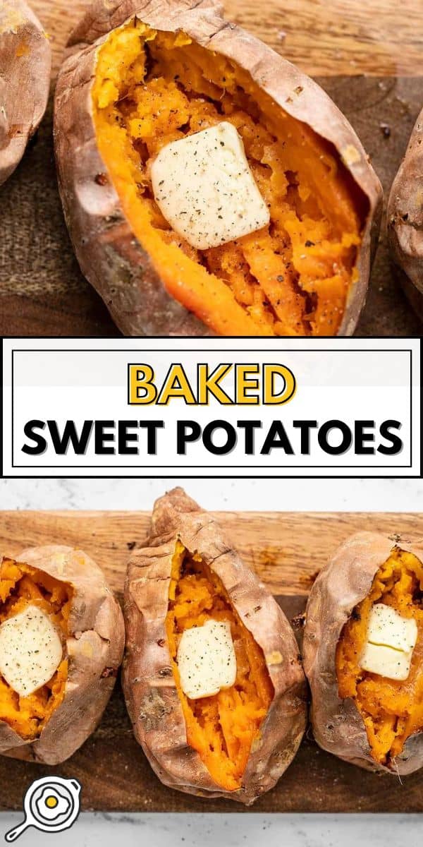 baked sweet potatoes pin image