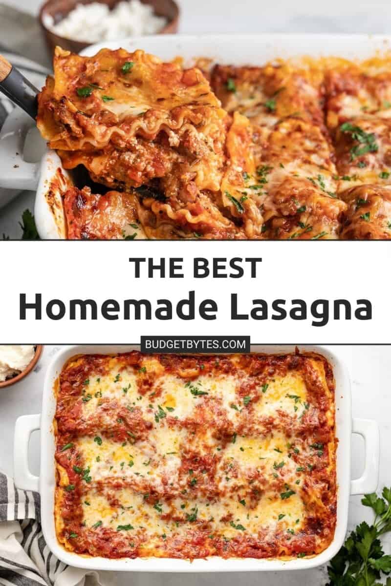 Collage of two lasagna photos.