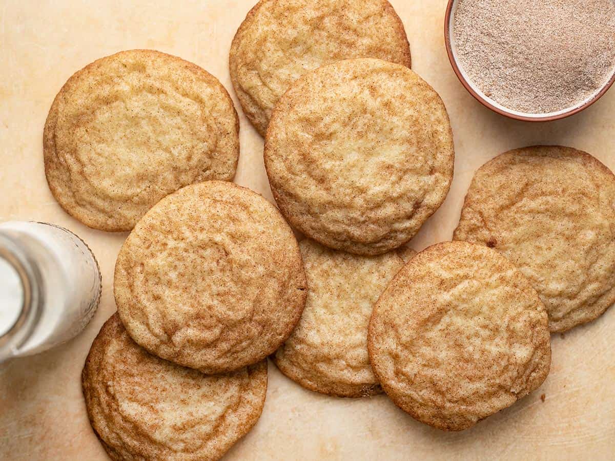 Overhead shot of snickerdoodles.