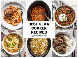 Collage of six recipe photos highlighting best slow cooker recipes