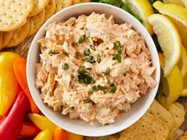 Overhead shot of crab dip.