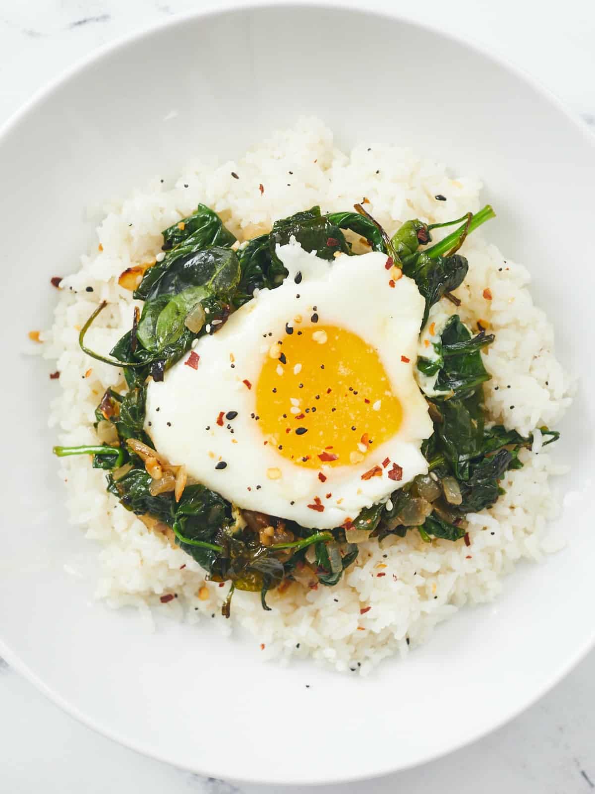 Overhead shot of Everything Bagel Rice Bowl.