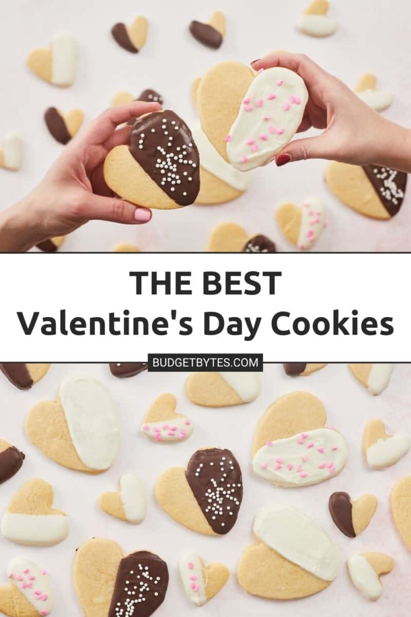 Sevgililer Günü kurabiyelerini tutan iki elin havadan çekimi.
