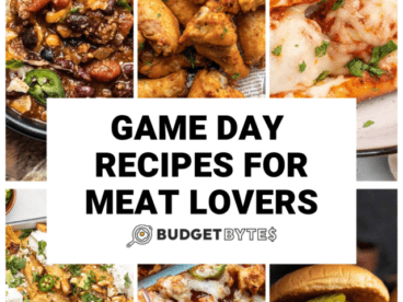 Collage of six photos of recipes for meat lovers for game day.