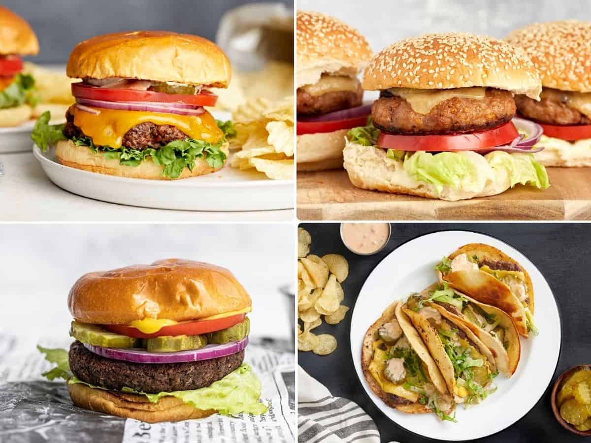 A collage of burgers for burger seasoning.