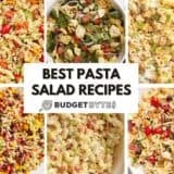 A collage of pasta salads.