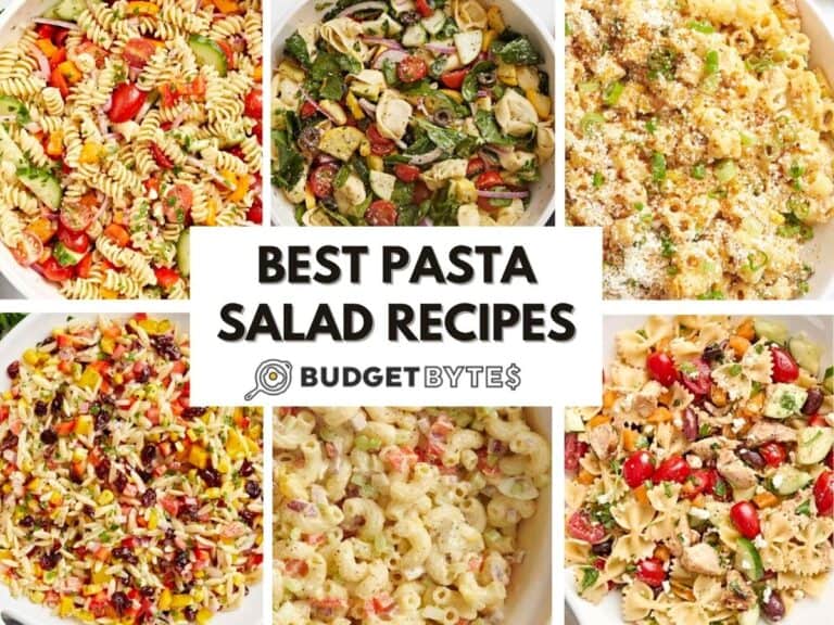 A collage of pasta salads.