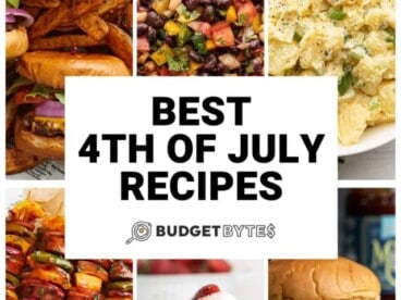 Collage of six Best 4th of July recipes with title text in the center.