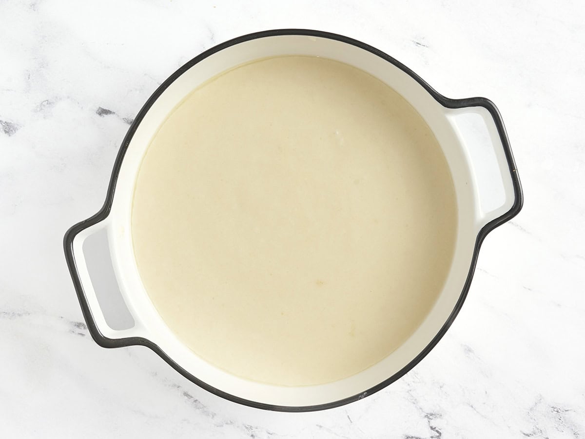 Cobbler batter in a oven dish.