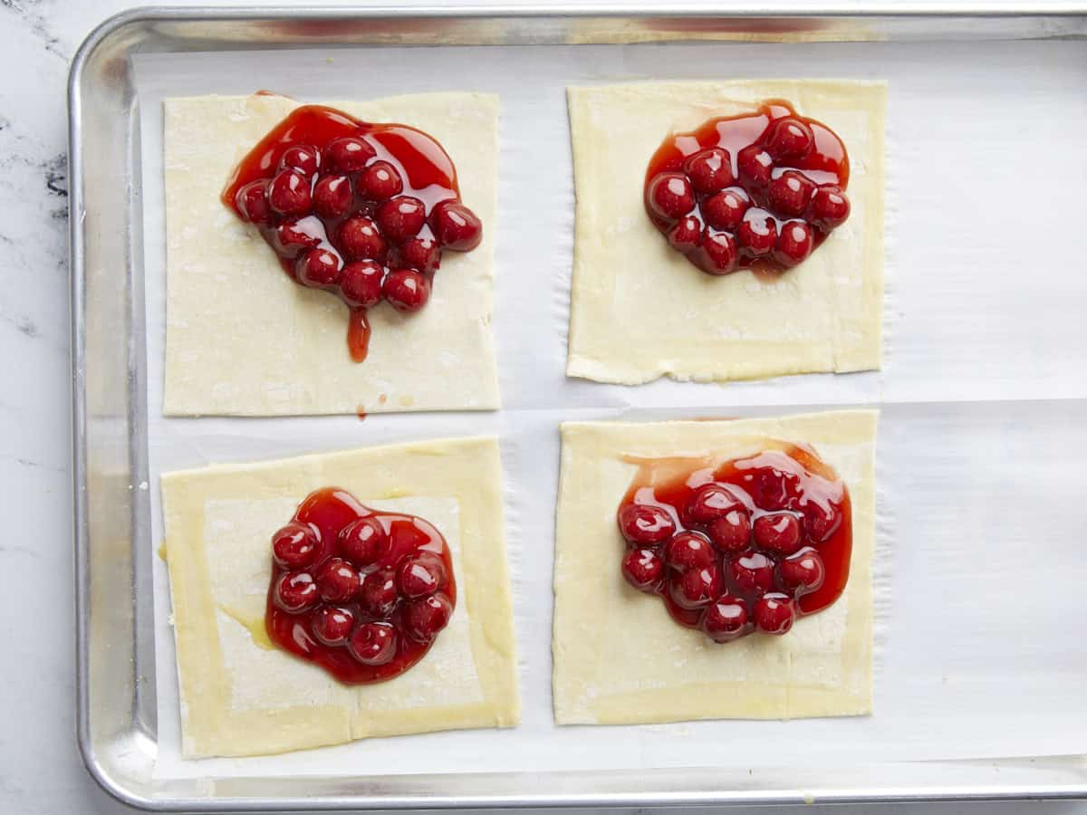 Puff pastry brushed with egg wash.