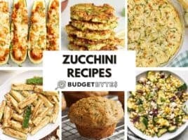 A collage of zucchini recipes.