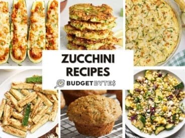 A collage of zucchini recipes.