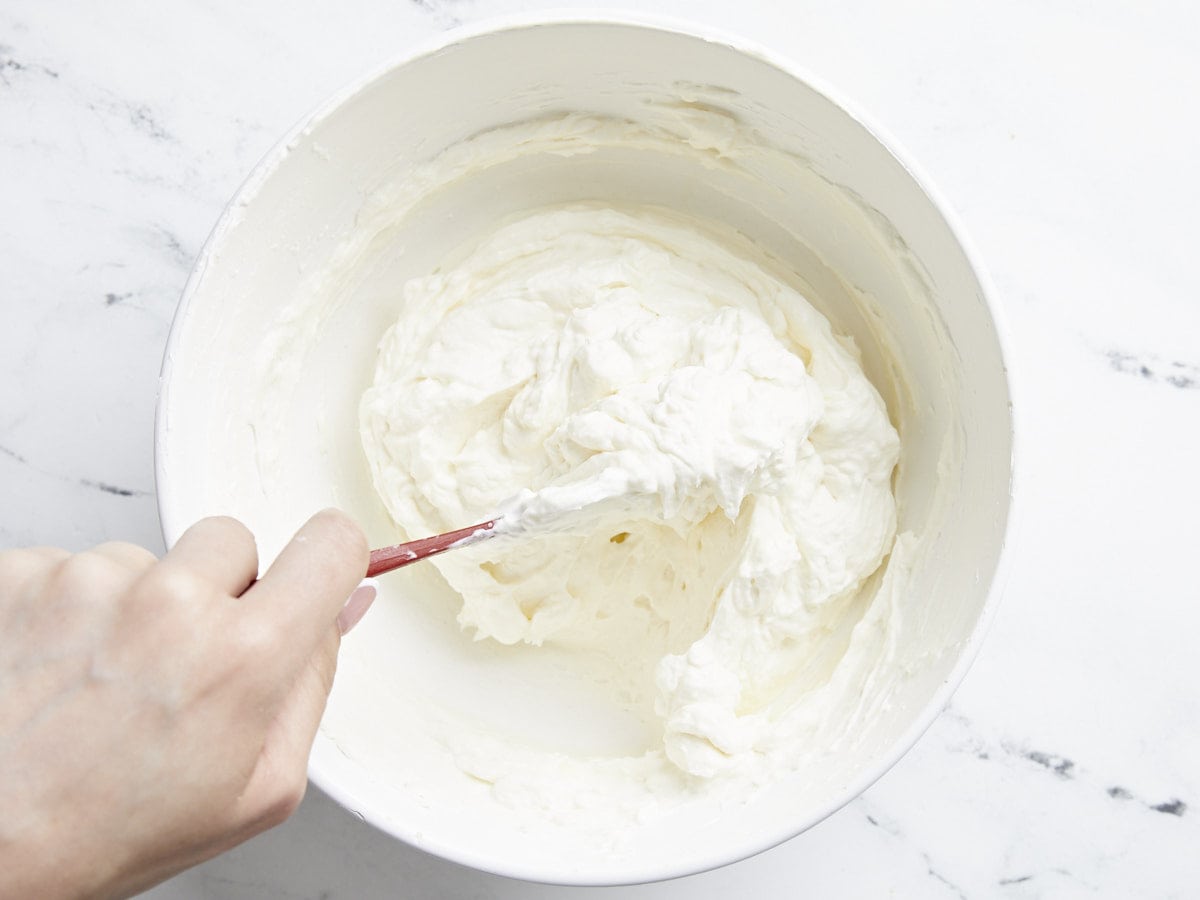 Cream cheese and whipped cream folded together. 