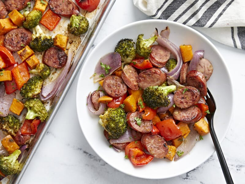Sheet Pan Chicken Sausage Dinner Budget Bytes