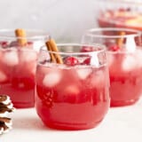 Close up side view of three glasses of Christmas Punch