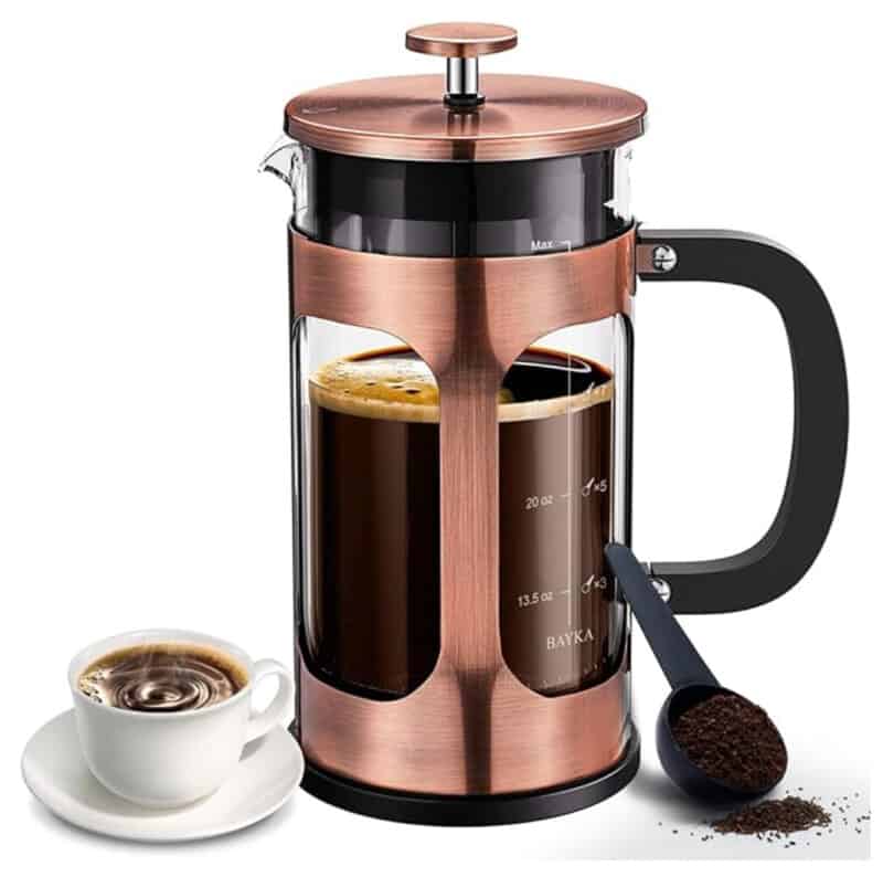 Product image for a copper French press. 