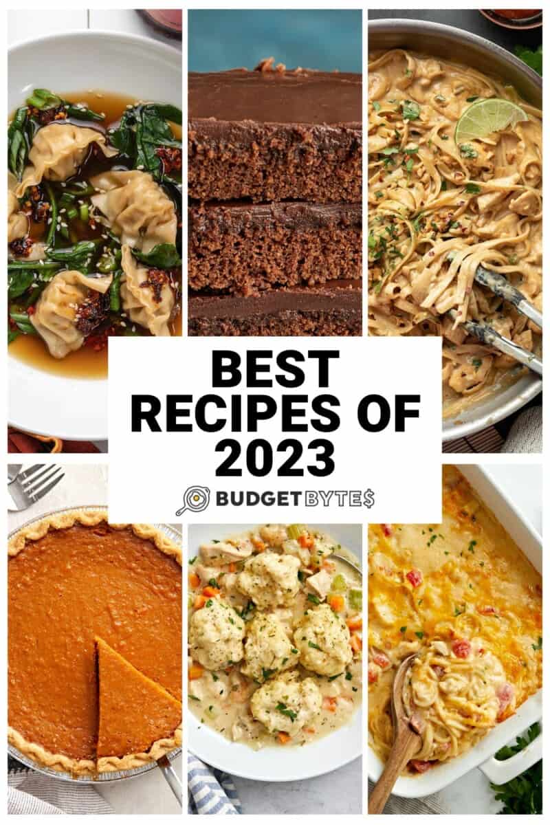Collage of best recipes from 2023 with title text in the center.