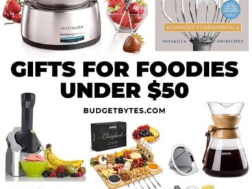 Collage of gift ideas under $50.