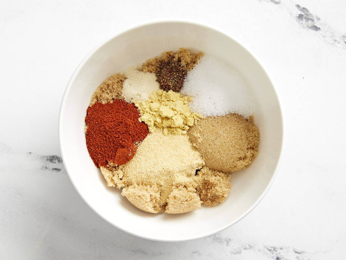 spices in a white bowl.