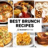 Collage of six brunch recipes with title text in the center.