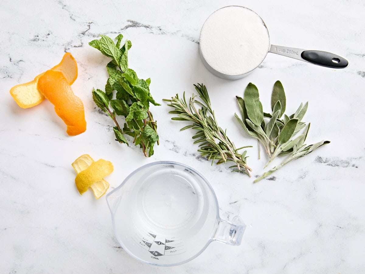 The ingredients to make simple syrup.