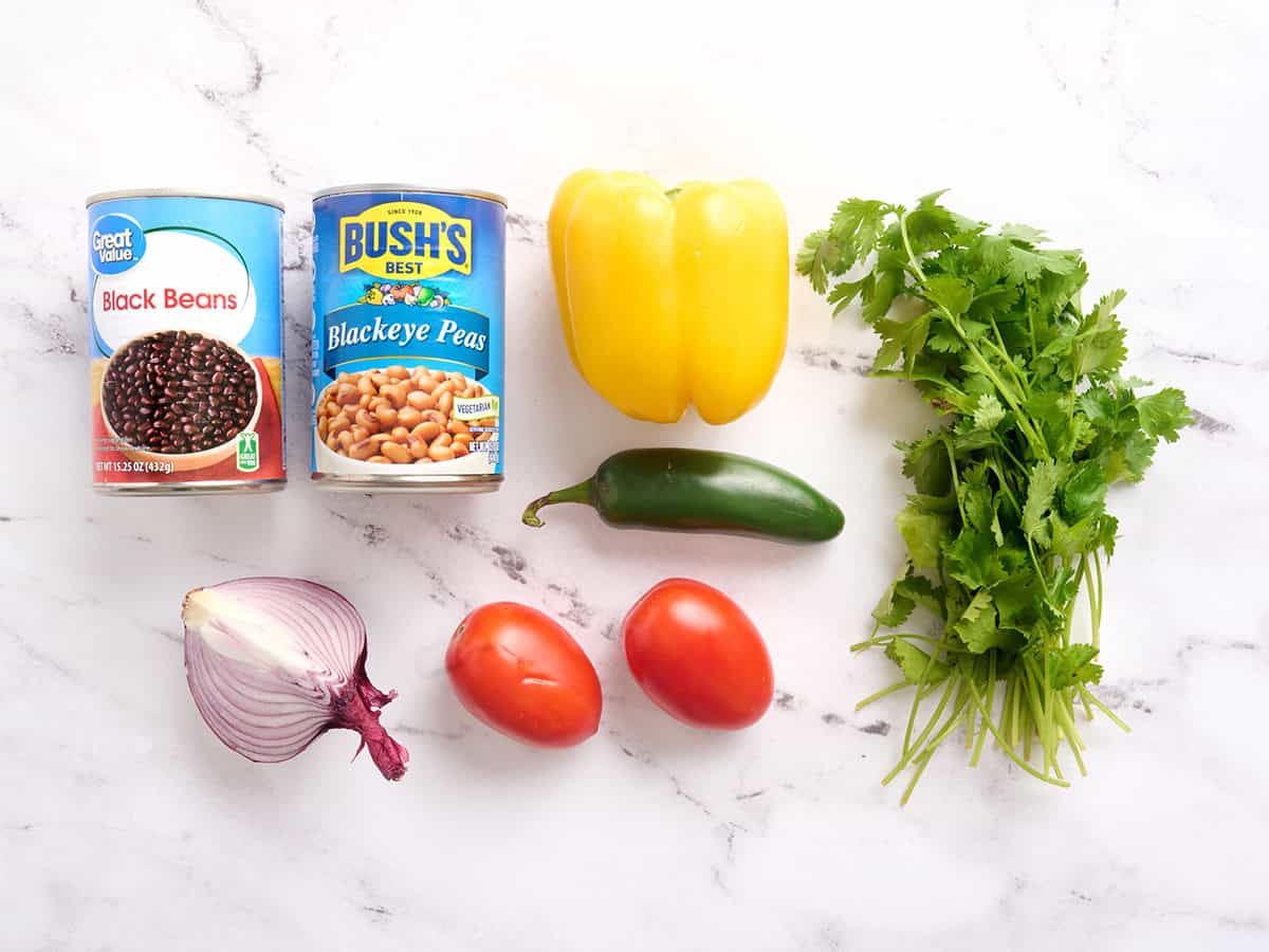 The ingredients to make cowboy caviar.
