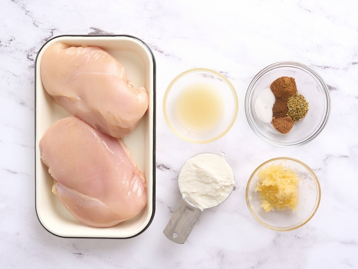 The ingredients to make Chicken Shawarma.